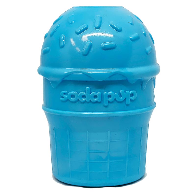 Sodapup Icecream Cone Durable PUP-X Rubber Chew Toy and Treat Dispenser – Blue